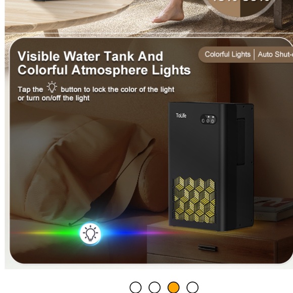 ToLife TZ-C2 Dehumidifiers (950 sq.ft) , 95oz.Tank, 7 Colors LED Light, NIB - Picture 14 of 16